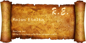 Reiss Etelka névjegykártya